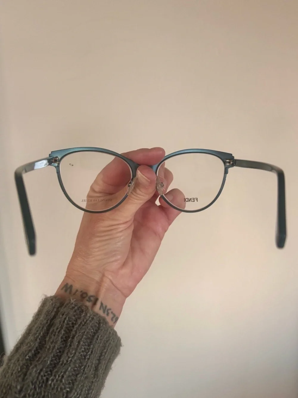 FENDI FF 0278 ZI9 Cat-Eye Eyeglasses – Teal Blue Italian Designer Frames NWOT